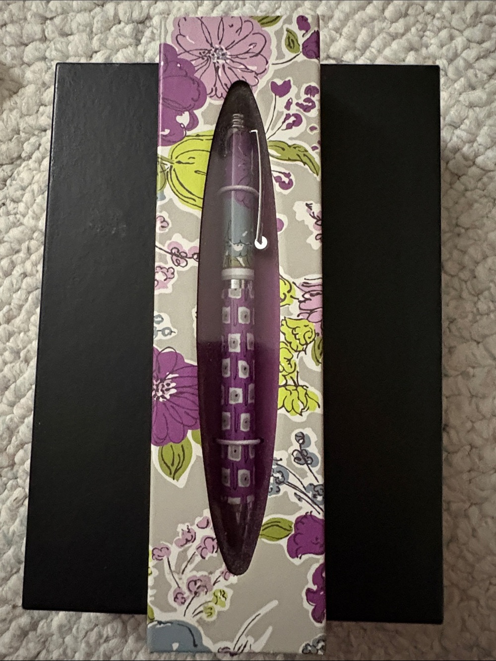Vera Bradley Purple and Lavender Floral Ballpoint Pen in Decorative Box